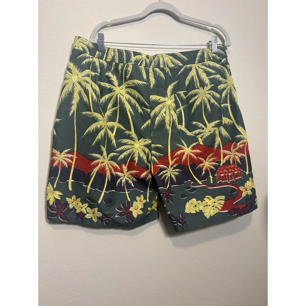 Ralph Lauren Sport Swim trunks 38x7 Green Red Yellow Palm Trees Beach Preppy